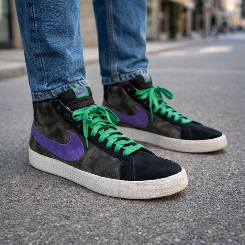 Nike Dunk Mid Pro SB Men's Size 11 High Top Shoes‎ Black Purple Green